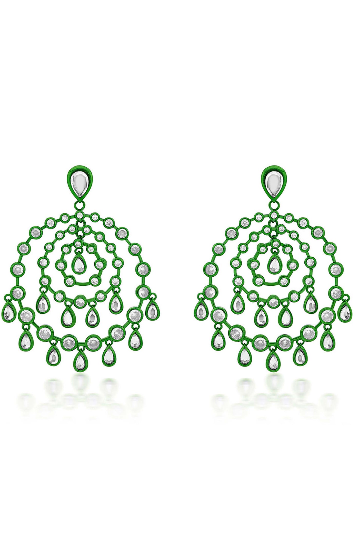 Isharya Parakeet Green Chandelier Earrings In Colored Plating fashion jewellery online shopping melange singapore indian designer wear