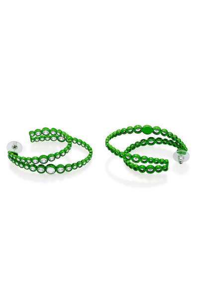 isharya Parakeet Green Double Hoop Earrings In Colored Plating fashion jewellery online shopping melange singapore indian designer wear