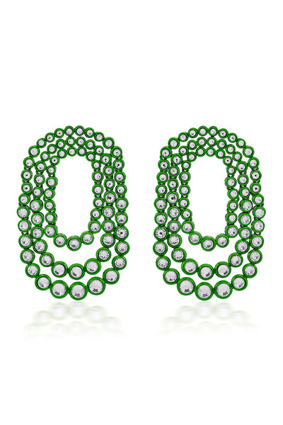Isharya Parakeet Green Tri Layered Earrings In Colored Plating fashion jewellery online shopping melange singapore indian designer wear