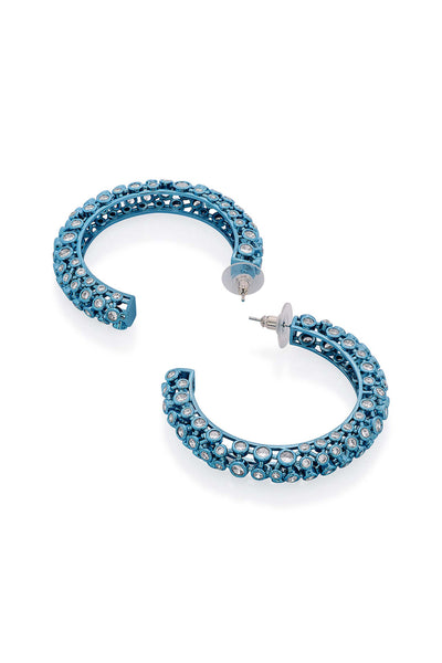 Isharya Aqua Blue Mesh Earrings In Colored Plating fashion jewellery online shopping melange singapore indian designer wear