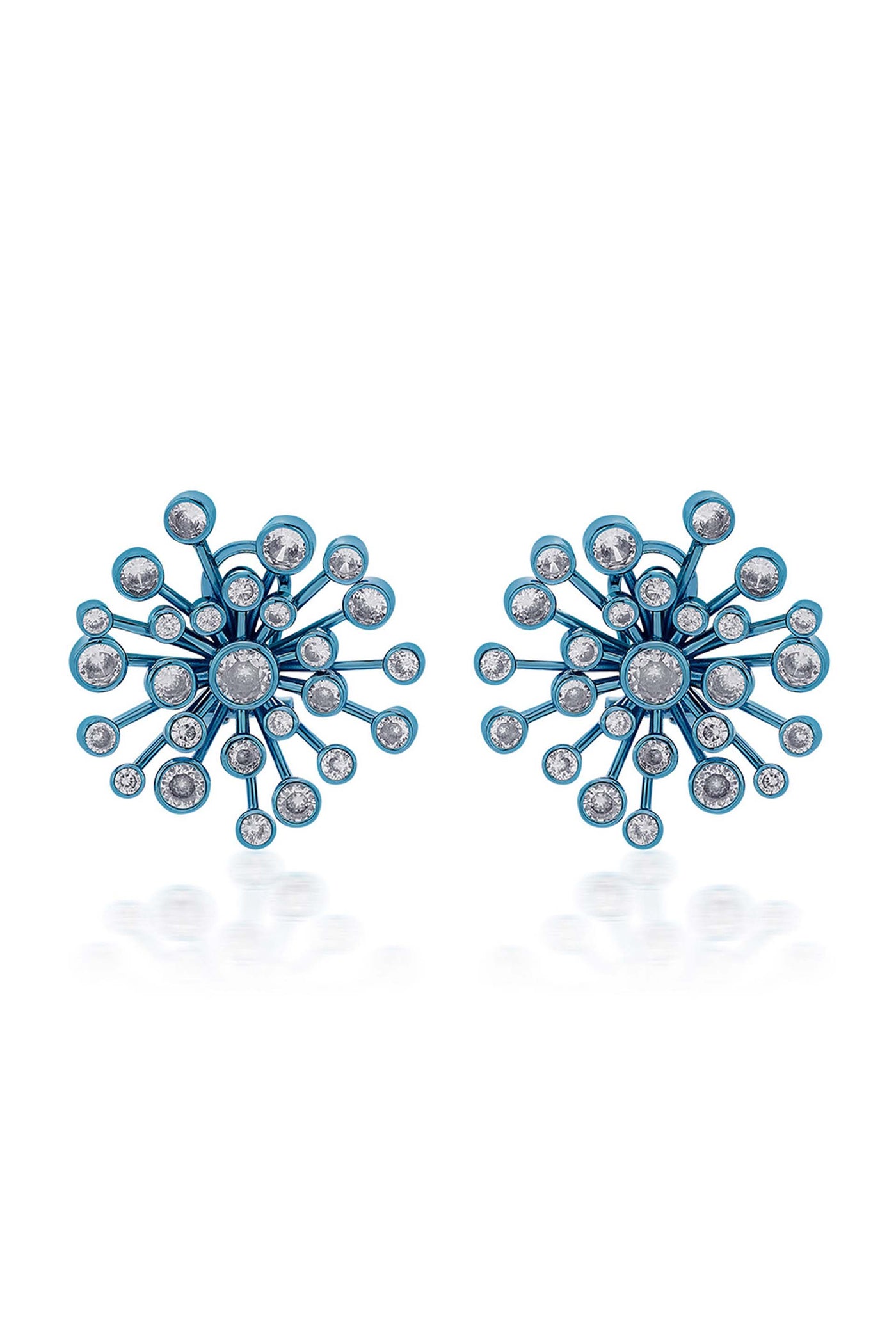 Isharya Aqua Blue Starburst Earrings In Colored Plating fashion jewellery online shopping melange singapore indian designer wear