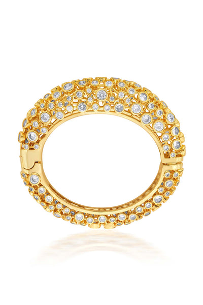 isharya Aura Gold Oval Hinge Bangle In 18kt Gold Plated fashion jewellery online shopping melange singapore indian designer wear