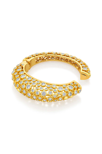 isharya Aura Gold Oval Hinge Bangle In 18kt Gold Plated fashion jewellery online shopping melange singapore indian designer wear