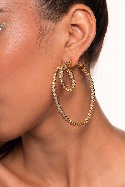 Isharya Aura Gold Swirl Hoop Earrings In 18kt Gold Plated fashion jewellery online shopping melange singapore indian designer wear