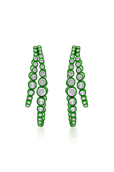 isharya Parakeet Green Double Hoop Earrings In Colored Plating fashion jewellery online shopping melange singapore indian designer wear