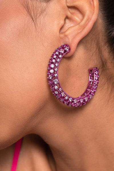 Isharya Rani Pink Mesh Earrings In Colored Plating fashion jewellery online shopping melange singapore indian designer wear