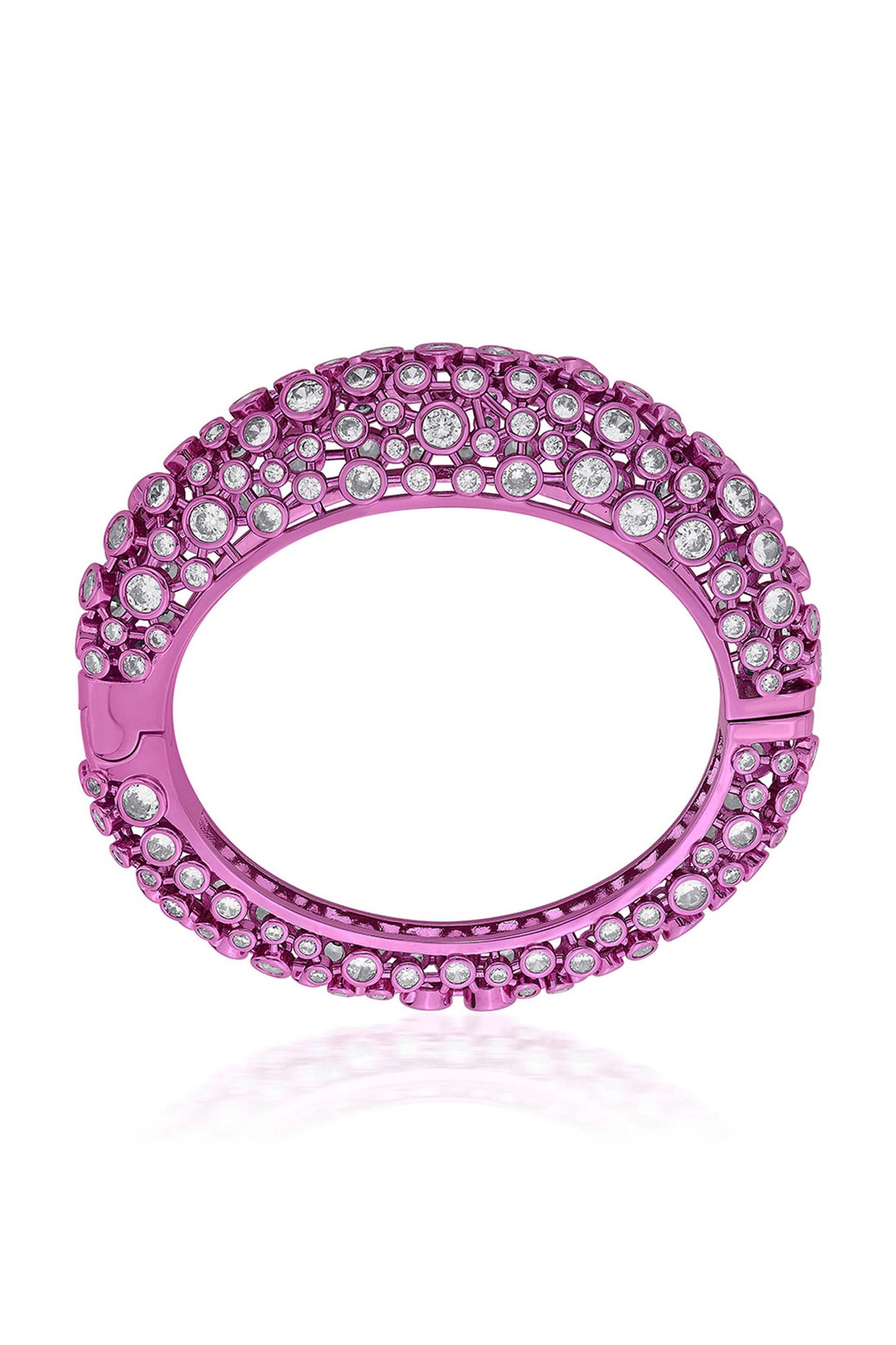 Isharya Rani Pink Oval Hinge Bangle In Colored Plating fashion jewellery online shopping melange singapore indian designer wear