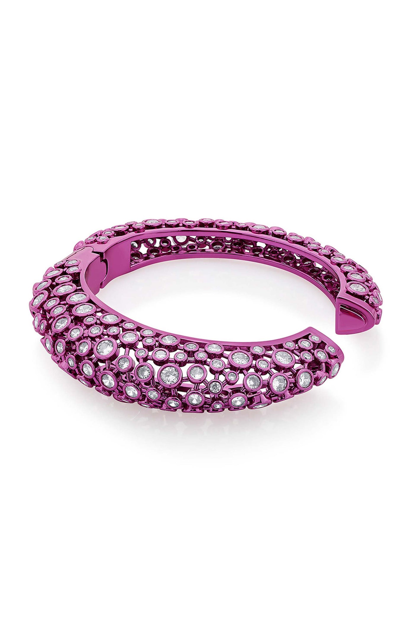 Isharya Rani Pink Oval Hinge Bangle In Colored Plating fashion jewellery online shopping melange singapore indian designer wear
