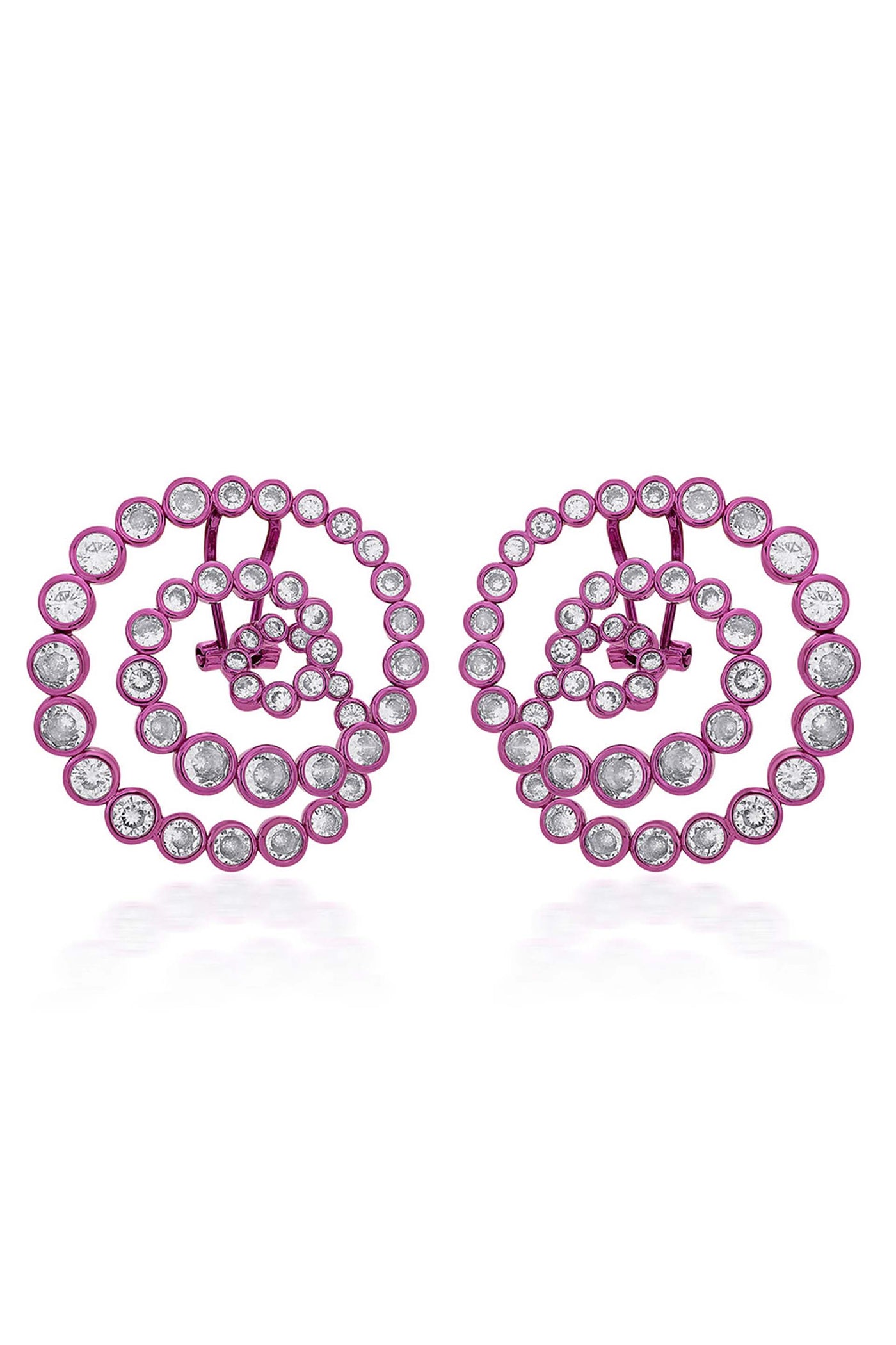 Isharya Rani Pink Statement Swirl Hoop Earrings In Colored Plating fashion jewellery online shopping melange singapore indian designer wear