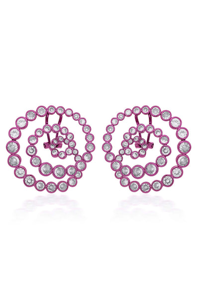 Isharya Rani Pink Statement Swirl Hoop Earrings In Colored Plating fashion jewellery online shopping melange singapore indian designer wear
