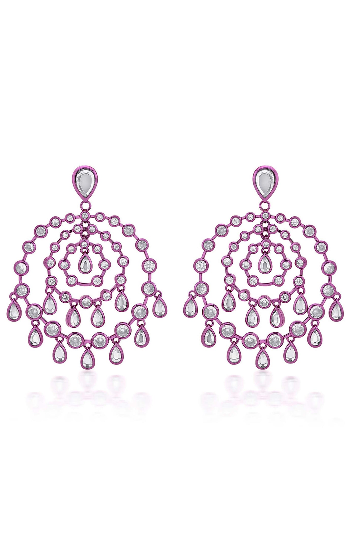 Isharya Rani Pink Chandelier Earrings In Colored Plating fashion jewellery online shopping melange singapore indian designer wear