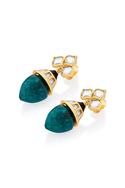 Isharya Razia Green Quartz Flower Earrings fashion jewellery indian designer fashion online shopping melange singapore