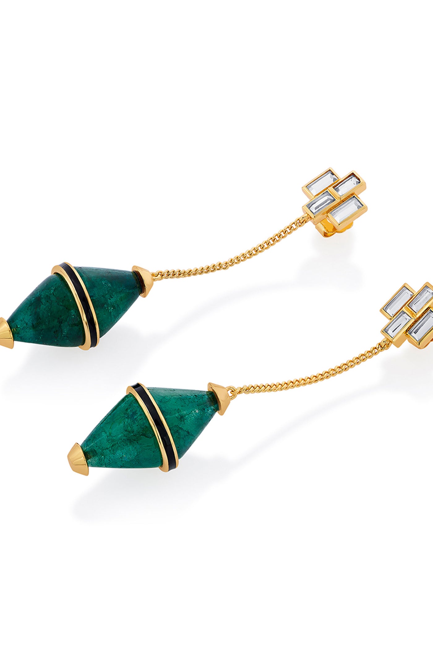 Isharya Razia Green Quartz Mirror Drop Earrings fashion jewellery indian designer fashion online shopping melange singapore