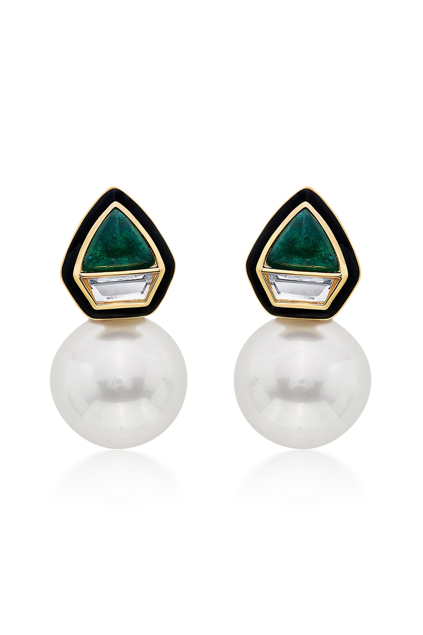 Isharya Razia Green Quartz Mirror Earrings fashion jewellery indian designer fashion online shopping melange singapore
