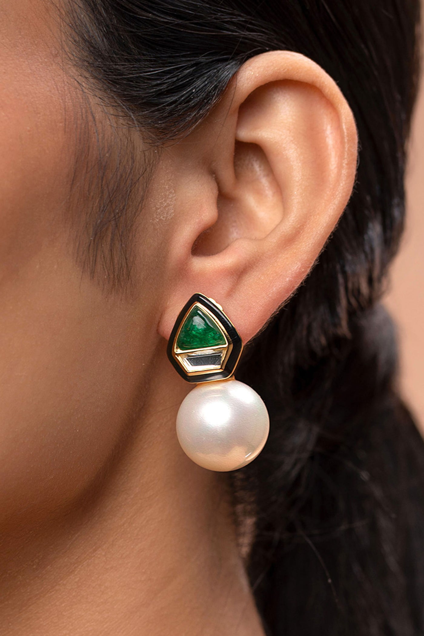 Isharya Razia Green Quartz Mirror Earrings green fashion jewellery indian designer fashion online shopping melange singapore