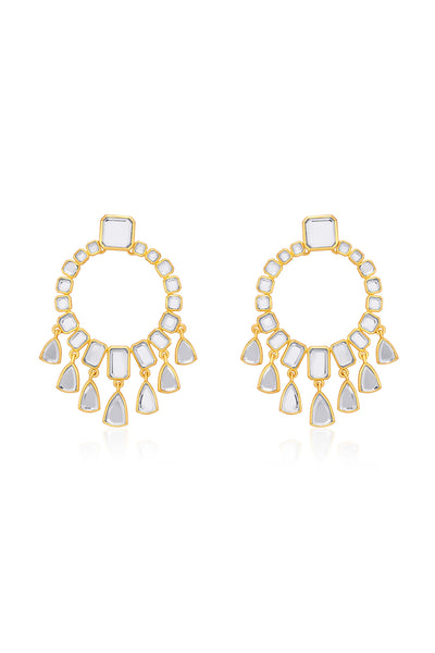 Isharya Ruhaniyat Statement Mirror Drop Earrings gold fashion jewellery online shopping melange singapore indian designer wear