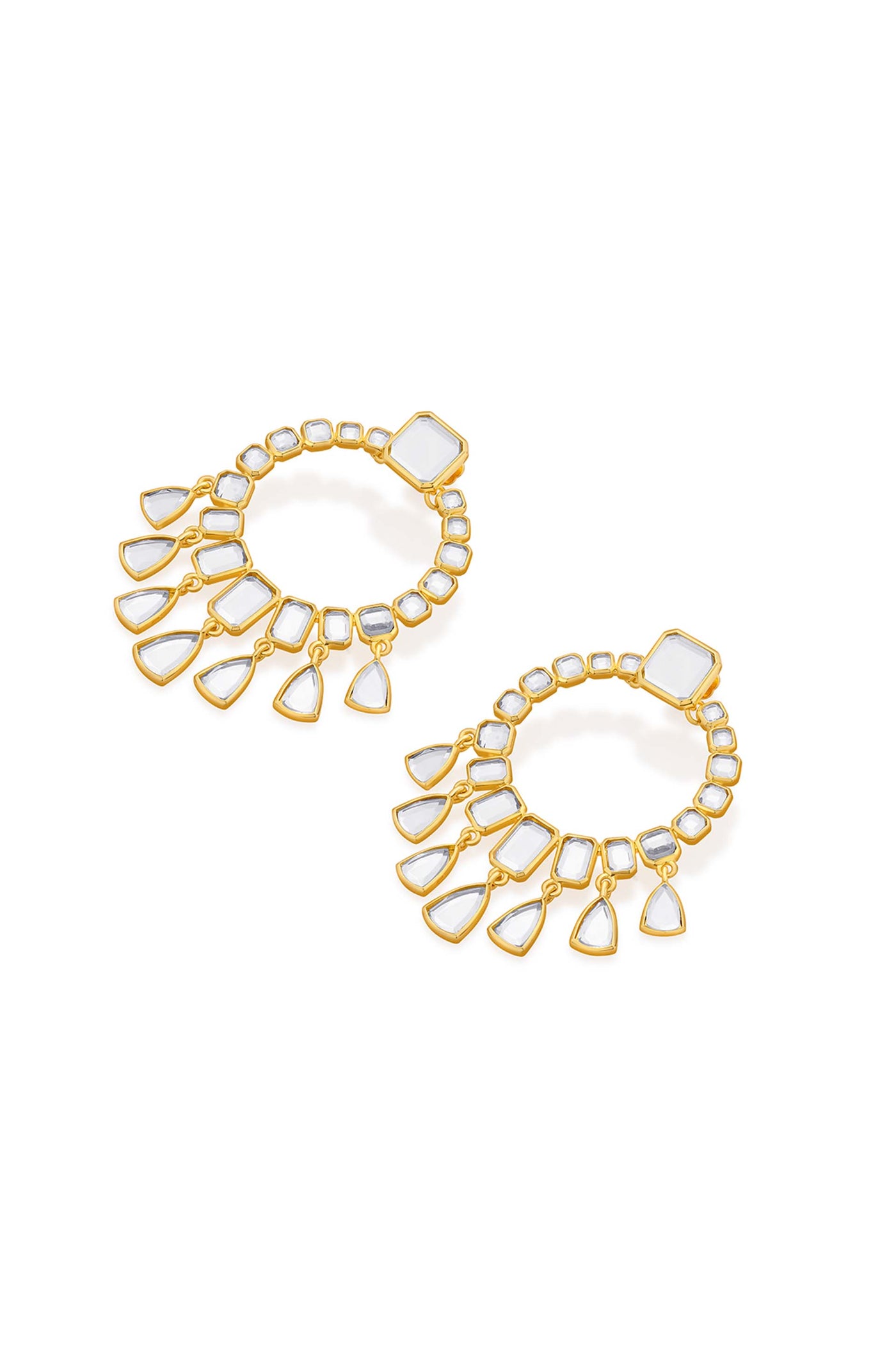 Isharya Ruhaniyat Statement Mirror Drop Earrings gold fashion jewellery online shopping melange singapore indian designer wear