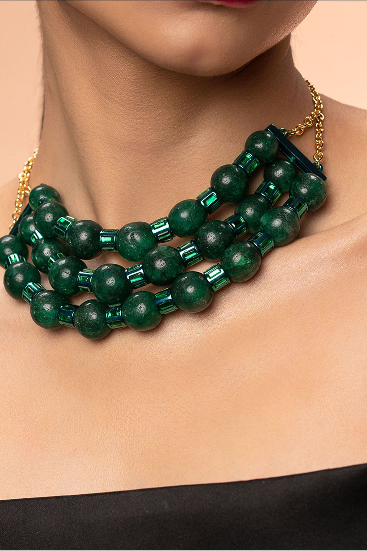 Isharya Sultana Green Quartz Choker Necklace fashion jewellery indian designer fashion online shopping melange singapore