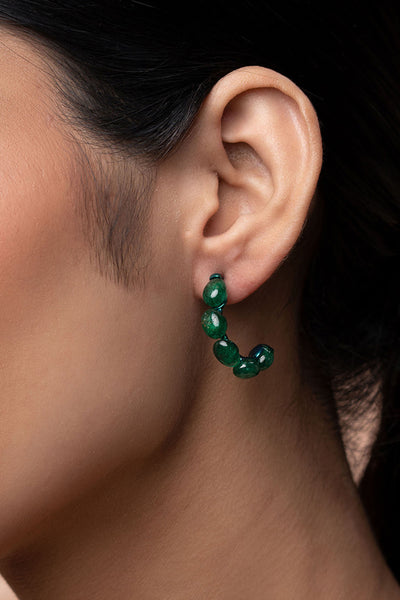 Isharya Sultana Green Quartz Hoop Earrings fashion jewellery indian designer fashion online shopping melange singapore