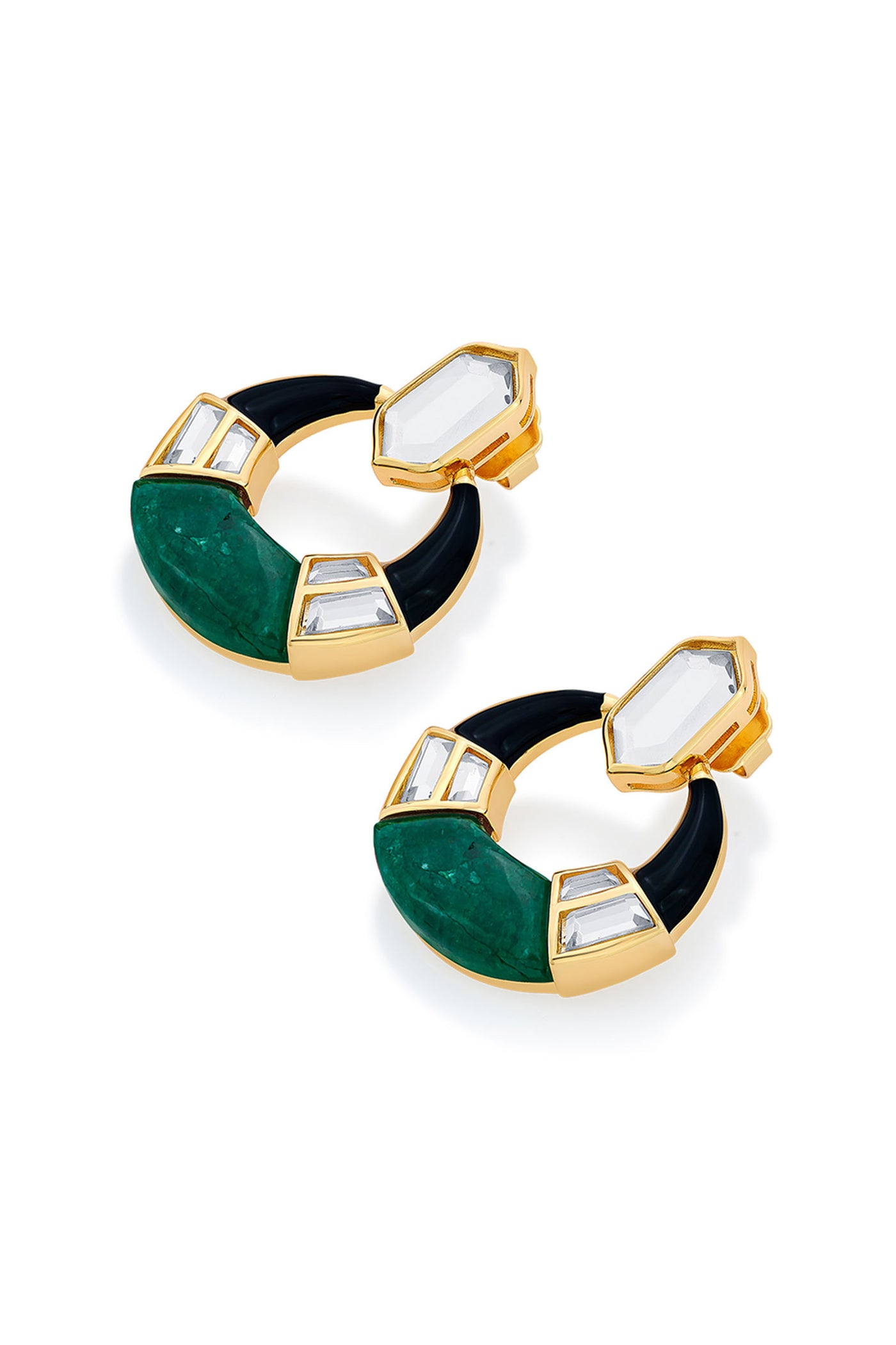 Isharya Sultana Green Quartz Mirror Hoop Earrings fashion jewellery indian designer fashion online shopping melange singapore