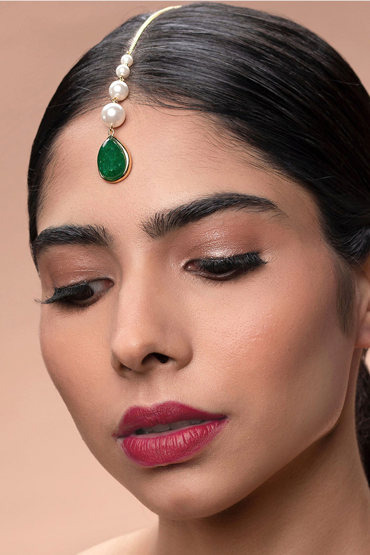 Isharya Zeenat Green Quartz Maangtikka fashion jewellery indian designer fashion online shopping melange singapore