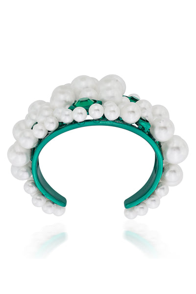 Isharya Zeenat Green Quartz Pearl Cuff fashion jewellery indian designer fashion online shopping melange singapore