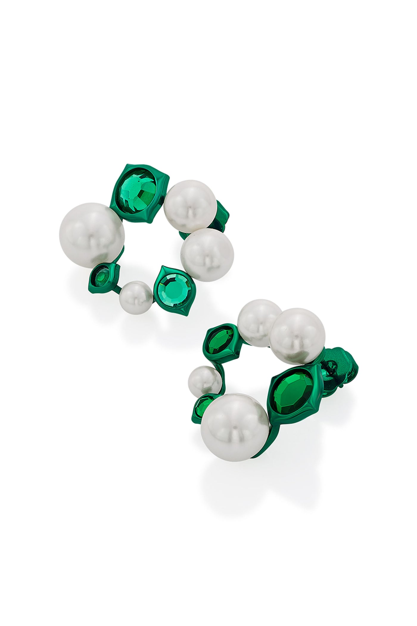 Isharya Zeenat Green Quartz Pearl Earrings fashion jewellery indian designer fashion online shopping melange singapore