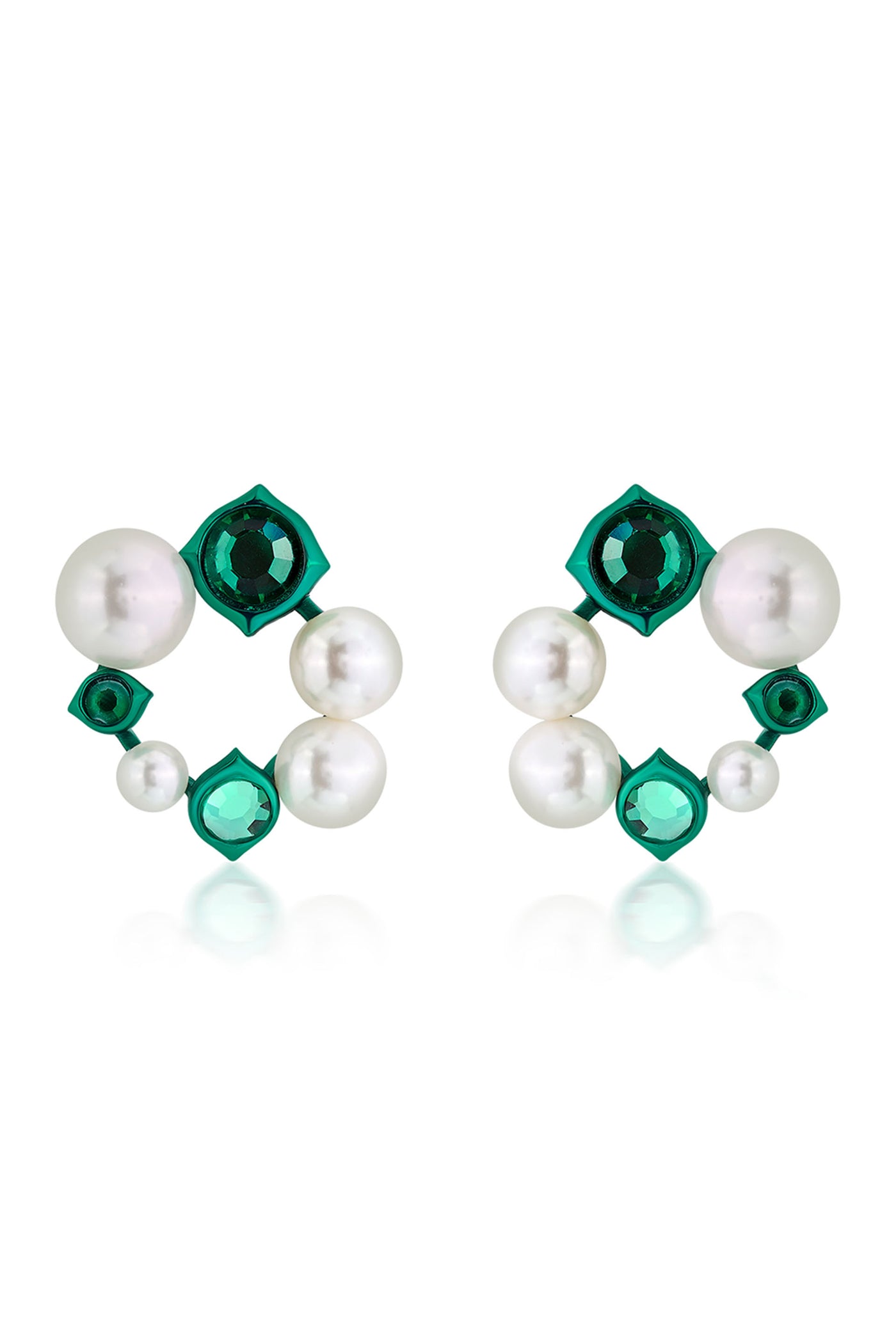 Isharya Zeenat Green Quartz Pearl Earrings fashion jewellery indian designer fashion online shopping melange singapore