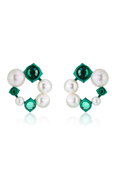 Isharya Zeenat Green Quartz Pearl Earrings fashion jewellery indian designer fashion online shopping melange singapore