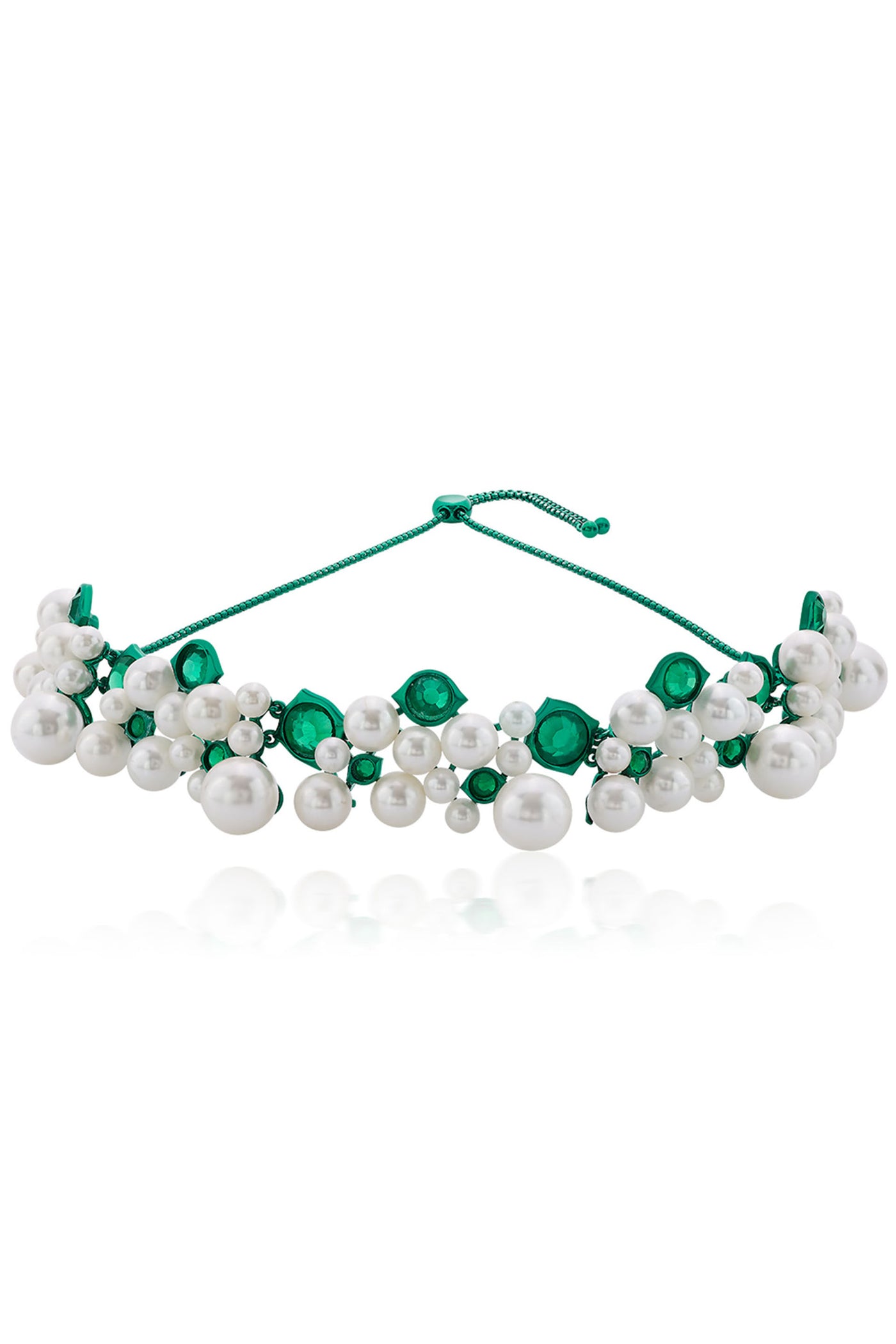 Isharya Zeenat Green Quartz Pearl Necklace fashion jewellery indian designer fashion online shopping melange singapore