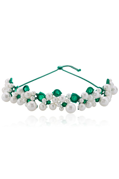 Isharya Zeenat Green Quartz Pearl Necklace fashion jewellery indian designer fashion online shopping melange singapore