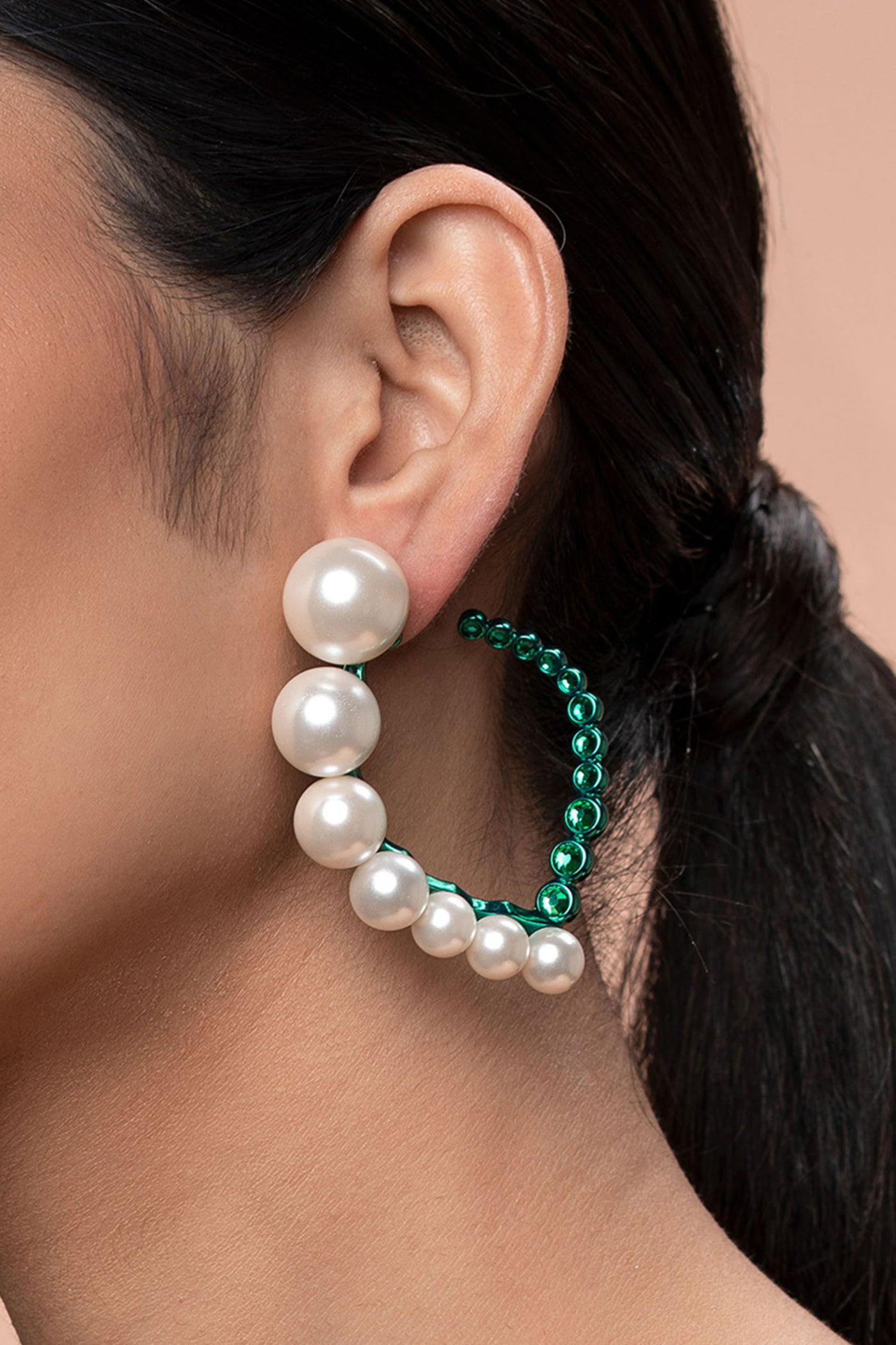 Isharya Zeenat Pearl Quartz Harp Earrings fashion jewellery indian designer fashion online shopping melange singapore