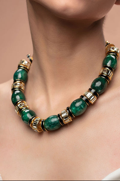 Isharya Zeenat green quartz necklace fashion jewellery indian designer fashion online shopping melange singapore