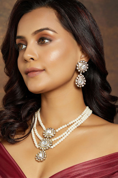 Joules by Radhika Classic Multi Layered Pearl Polki Set jewellery indian designer wear online shopping melange singapore