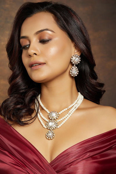 Joules by Radhika Classic Pearl Polki Set jewellery indian designer wear online shopping melange singapore
