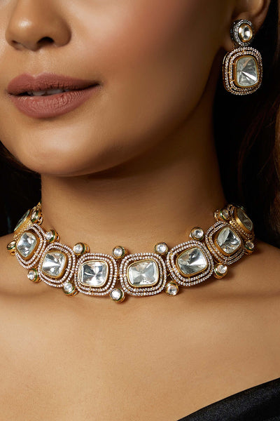 Joules By Radhika Gold Tone Polki Necklace Set Online Shopping Melange Singapore Indian Designer Wear