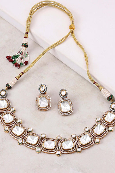 Joules By Radhika Gold Tone Polki Necklace Set Online Shopping Melange Singapore Indian Designer Wear