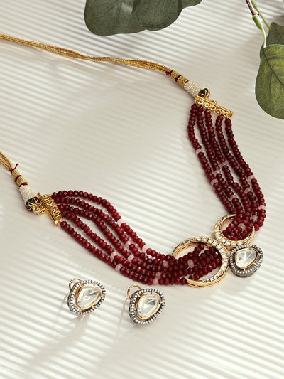 Joules By Radhika Royal Red Polki Choker Set Online Shopping Melange Singapore Indian Designer Wear