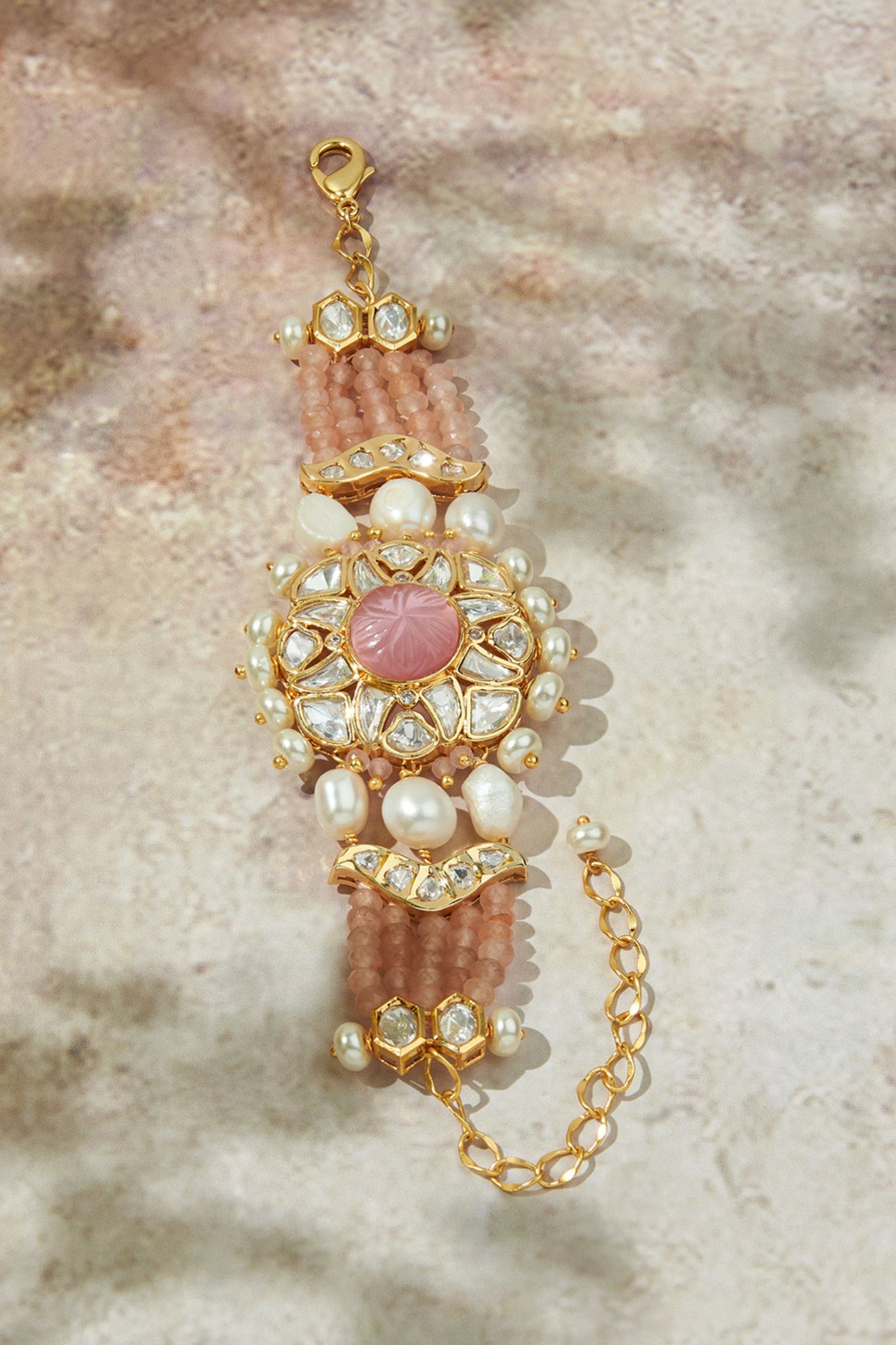 Joules by Radhika Alluring Pink & White Gold Bracelet jewellery indian designer wear online shopping melange singapore