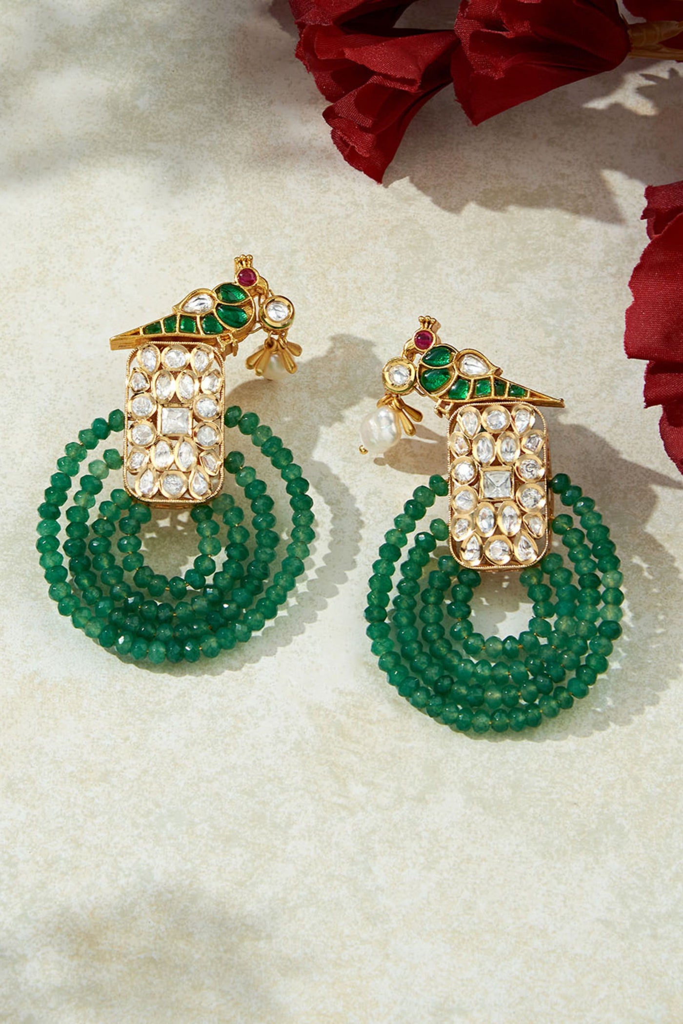 Joules by Radhika Antique Green Dangler Earring jewellery indian designer wear online shopping melange singapore