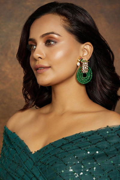 Joules by Radhika Antique Green Dangler Earring jewellery indian designer wear online shopping melange singapore