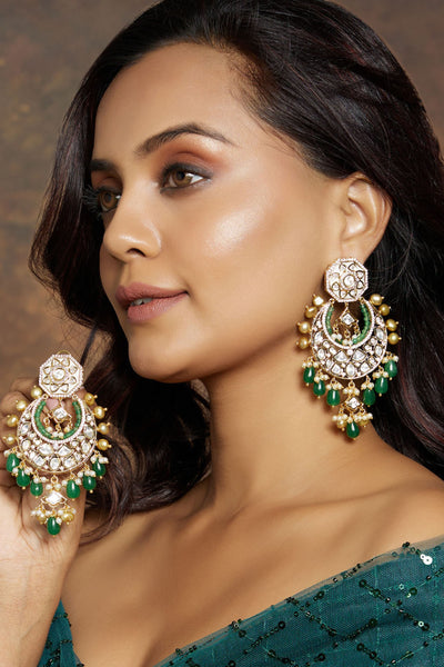 Joules by Radhika Antique Kundan Polki Chandelier Earrings jewellery indian designer wear online shopping melange singapore