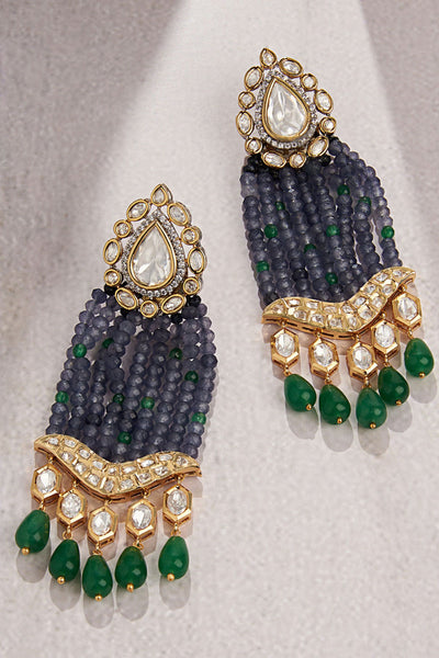 Joules by Radhika Blue Beaded Gold Tone Earring jewellery indian designer wear online shopping melange singapore