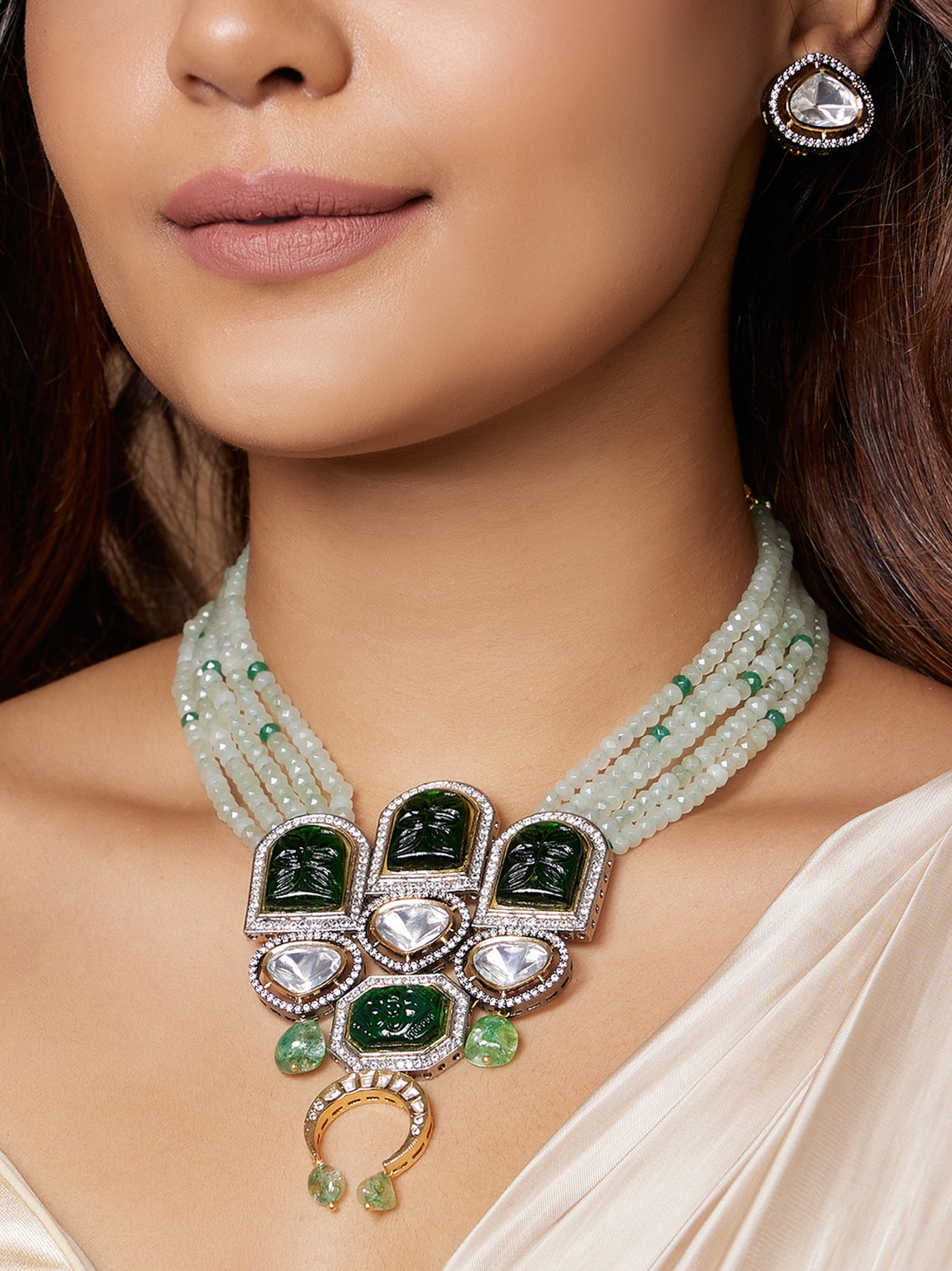 Joules By Radhika Classic Green Necklace Set Online Shopping Melange Singapore Indian Designer Wear
