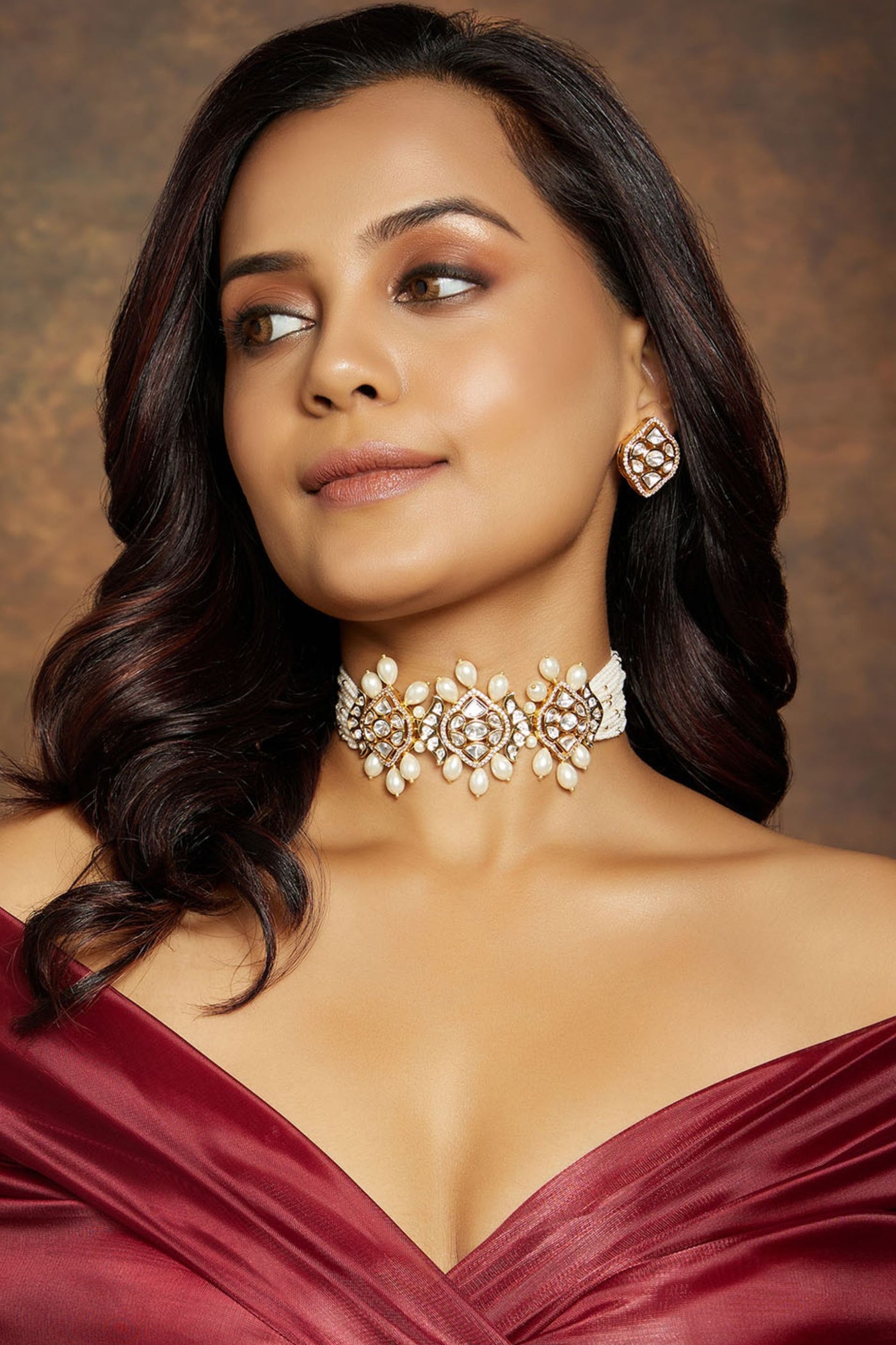 Joules by Radhika Classic White Choker Set jewellery indian designer wear online shopping melange singapore