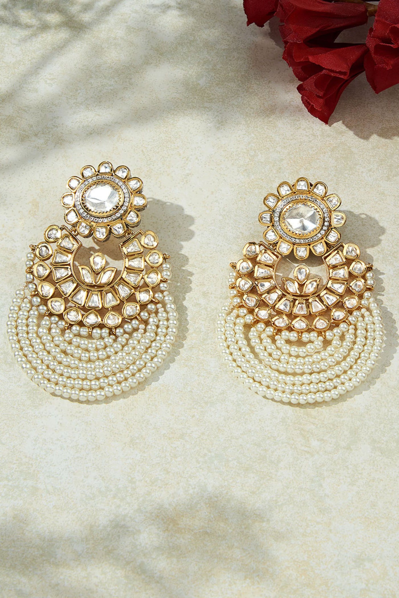 Joules by Radhika Classic White Kundan Polki Earrings jewellery indian designer wear online shopping melange singapore