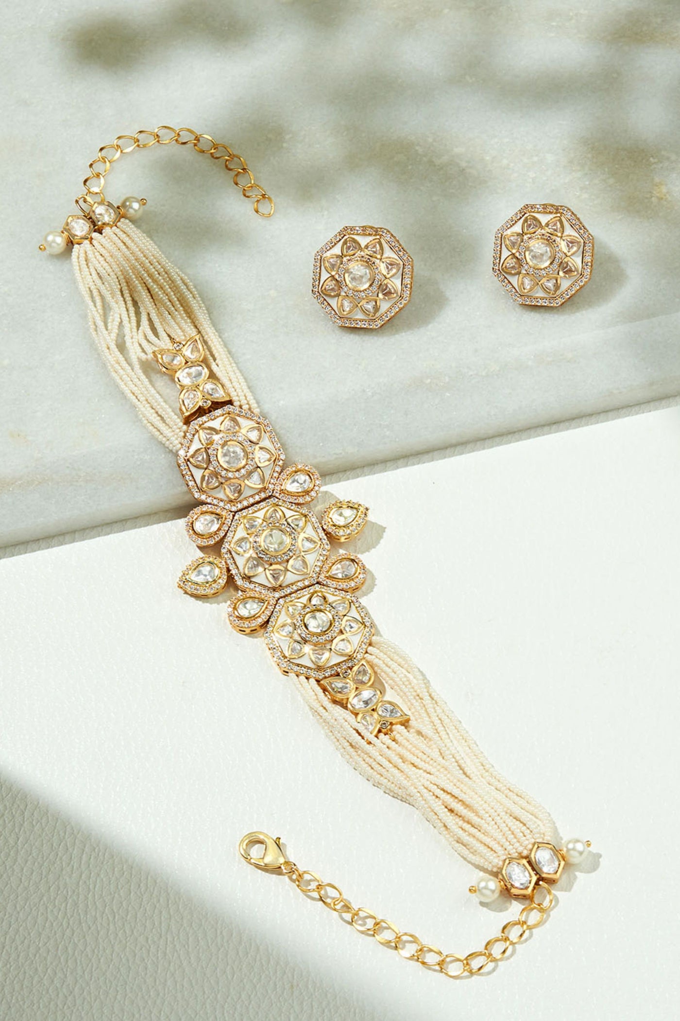 Joules by Radhika Elegant Pearl Choker Set jewellery indian designer wear online shopping melange singapore