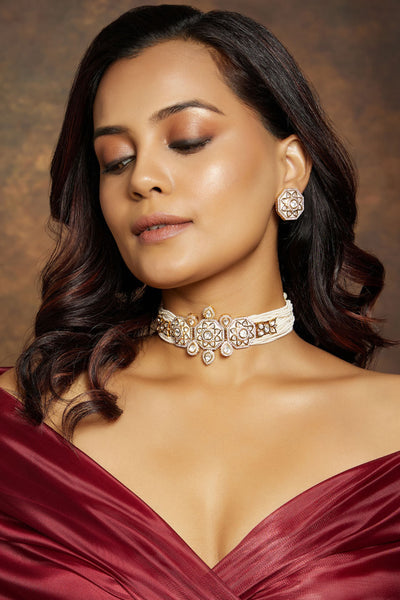 Joules by Radhika Elegant Pearl Choker Set jewellery indian designer wear online shopping melange singapore