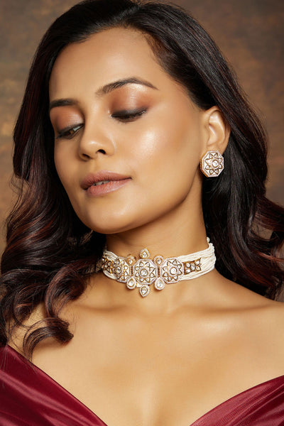 Joules by Radhika Elegant Pearl Choker Set jewellery indian designer wear online shopping melange singapore