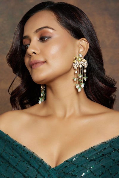 Joules by Radhika Gold Tone Bespoke Earring jewellery indian designer wear online shopping melange singapore
